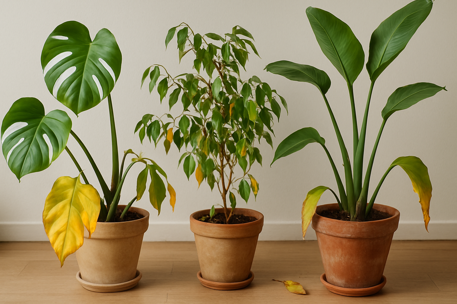 Exemples : plantes d'intérieur après rempotage ou déplacement