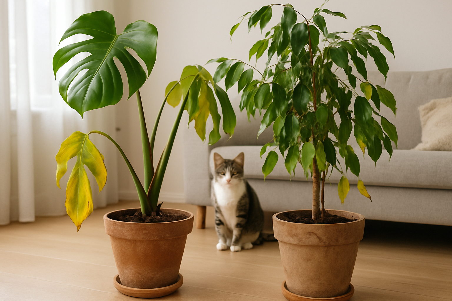 Exemples : plantes d’intérieur stressées après un déplacement