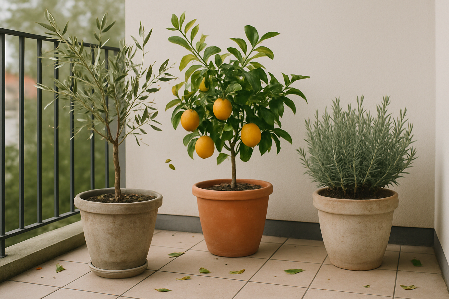 Exemples : plantes de jardin en pot stressées après déplacement